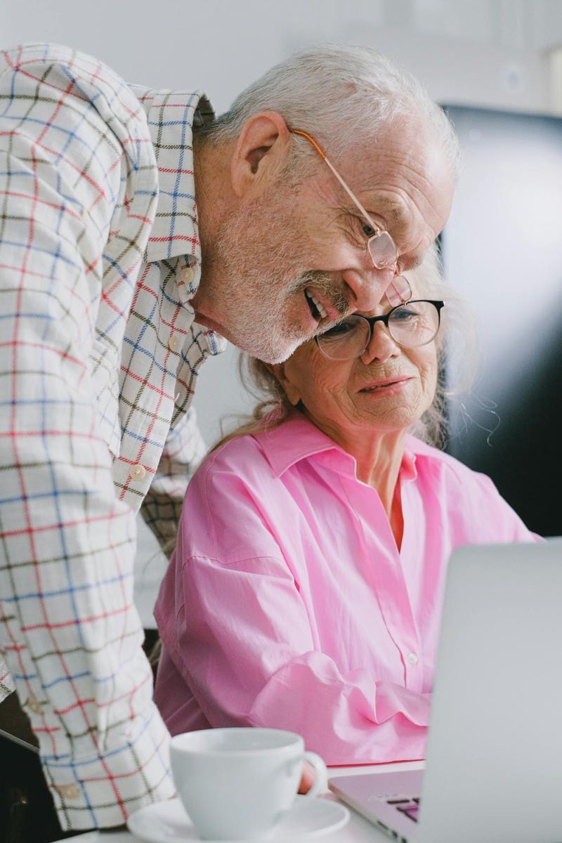 Family reviewing finances together